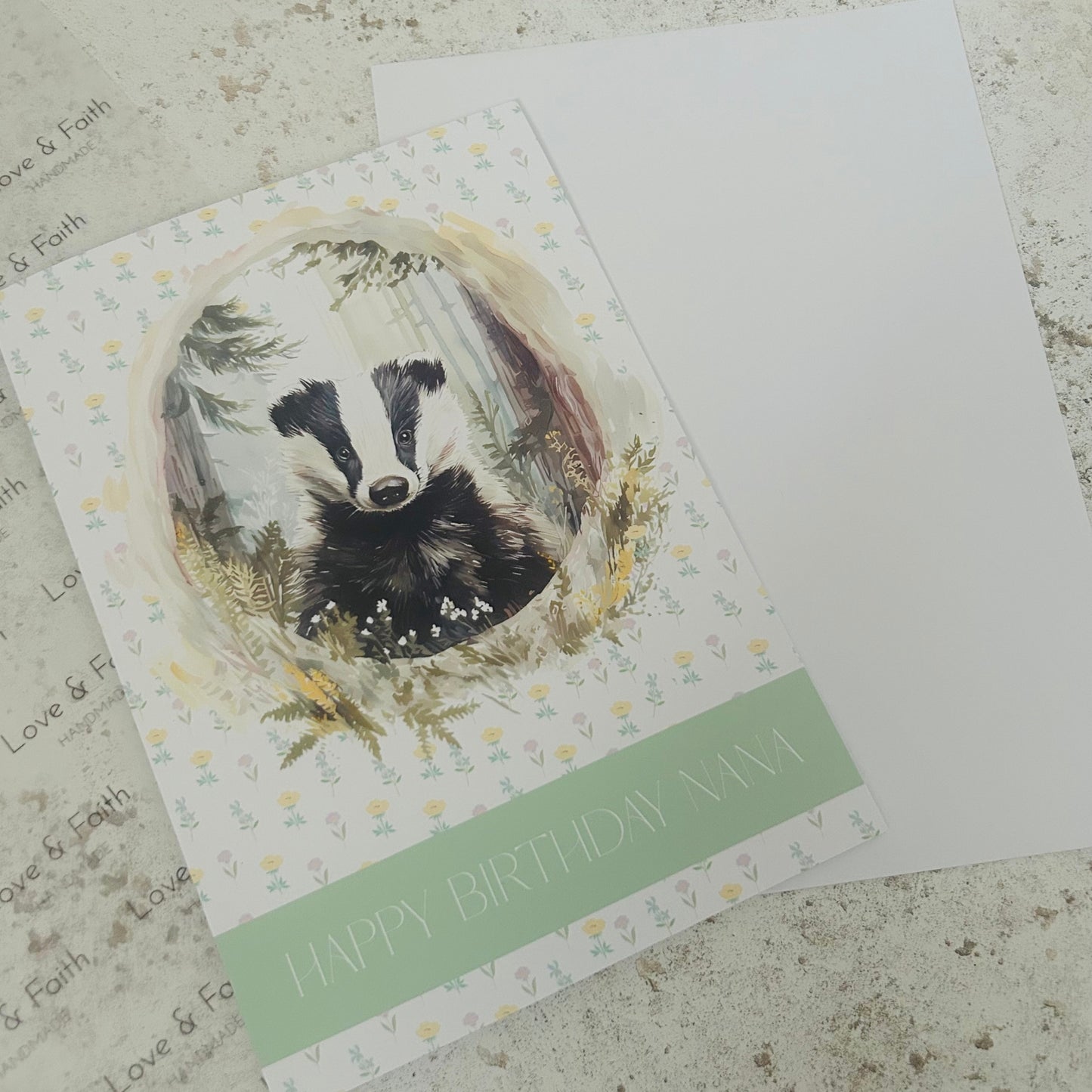 Personalised Badger Greeting Card – Customisable Wildlife Card for All Occasions