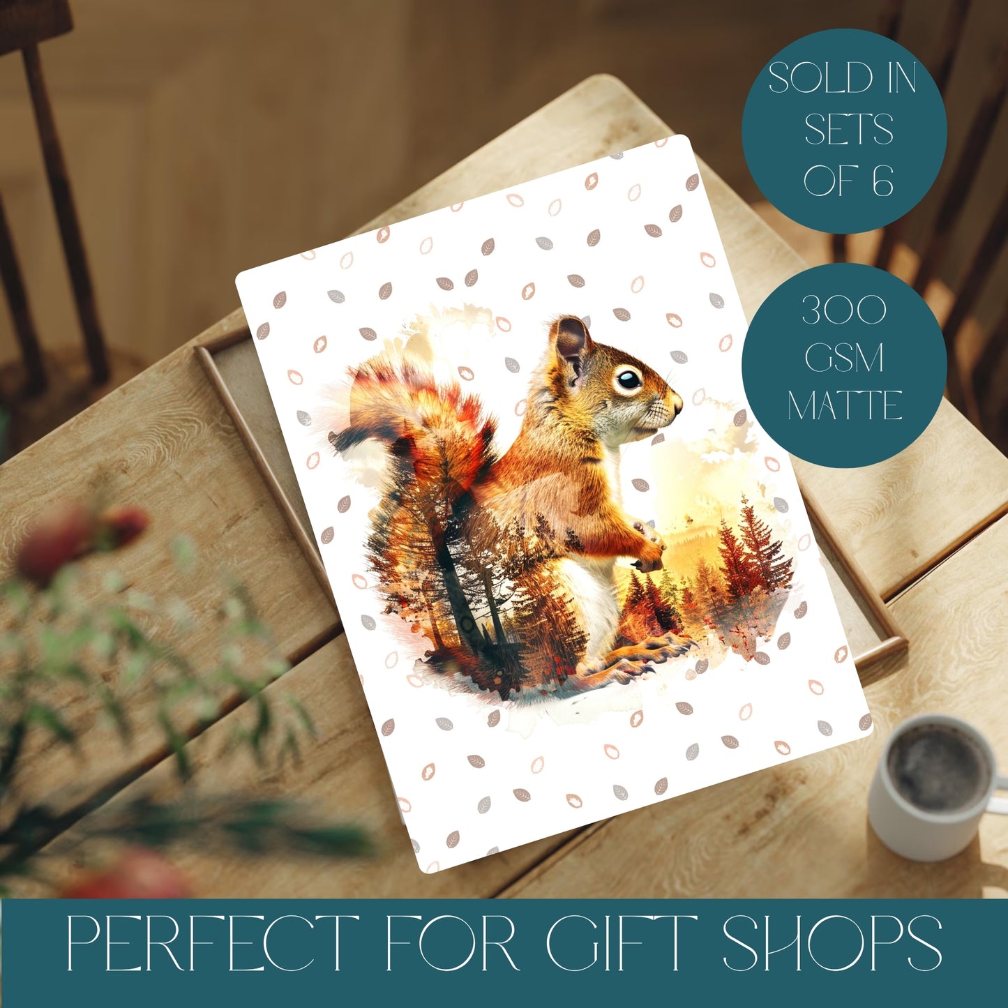 Charming Squirrel Prints - Wholesale Pack of 6 - Choose Cardstock Or Metal