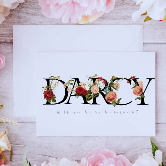 Charming Floral Bridesmaid Proposal Card - Perfect Way to Ask Your Besties!"