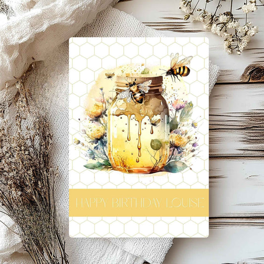 Personalised A5 Bumble Bee Greeting Card – Custom Name Or Message for Any Occasion