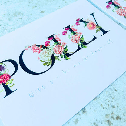 Charming Floral Bridesmaid Proposal Card - Perfect Way to Ask Your Besties!"