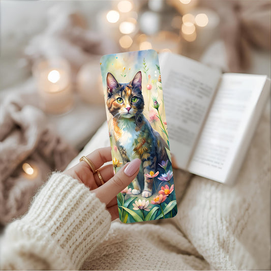 Charming Tortoiseshell Cat Metal Bookmark - A Cute Companion for Your Literary Adventures